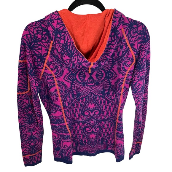 Title Nine Magenta Blue Extra Fine Merino Wool Hooded Sweater Zipper Front XS - Picture 7 of 9